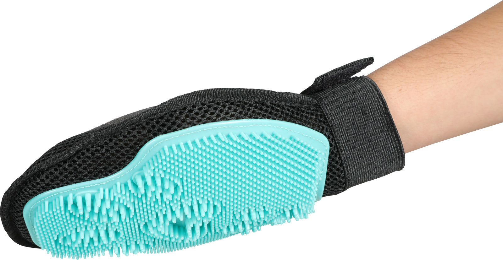 Guanto Zolux Anah 2in1 per cani con lato massaggiante in silicone turchese e lato spazzolante in tessuto, taglia universale Guanto Zolux Anah 2in1 per cani con lato massaggiante in silicone turchese e lato spazzolante in tessuto, taglia universale